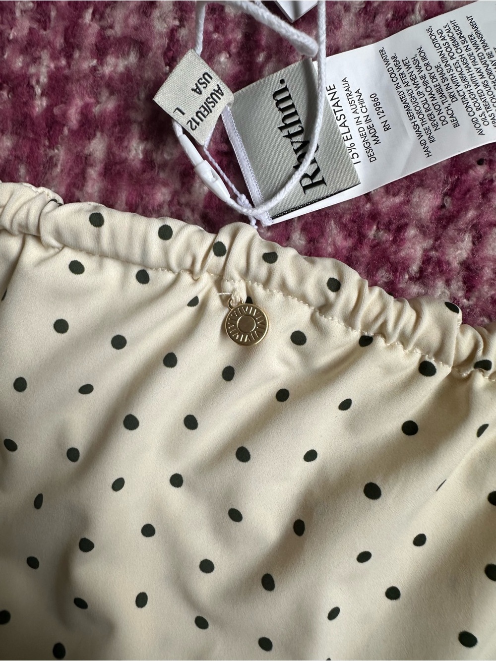 Rhythm cream w/ black polkadots bikini NWT - Picture 6 of 7